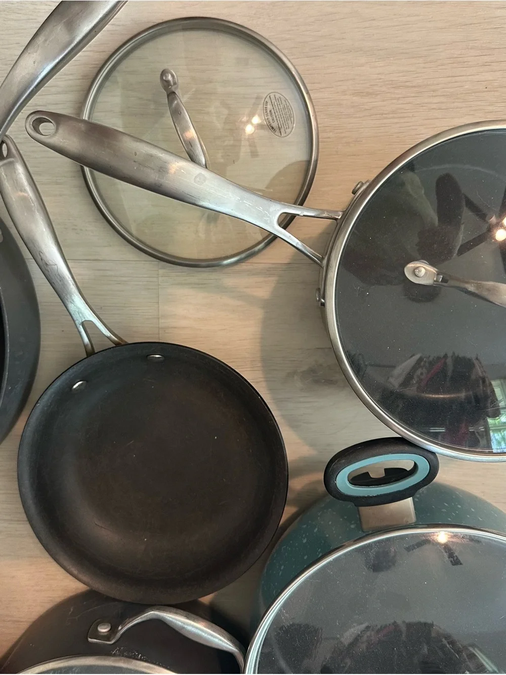 Teal and Black Nonstick Cookware Set with Glass Lids